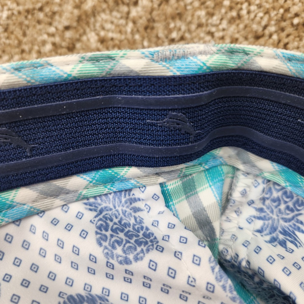 Tommy Bahama Mens Plaid Golf Shorts Teal Blue Grey Size 38 Gripper Waistband - Picture 4 of 7